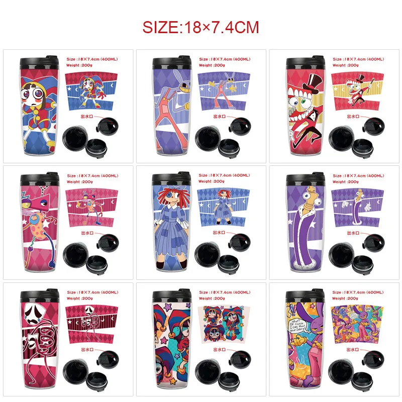 The Amazing Digital Circus Inspired Double-Wall Plastic Tumbler – Insulated Water Bottle Cup with Pomni & Jax Print, Reusable Beverage Cup for Fans, Students & Daily Use